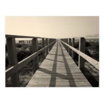 Beach Walk in Sepia Postcard