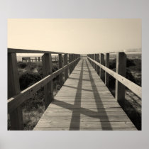 Beach Walk in Sepia posters