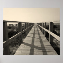 Beach Walk in Sepia Poster