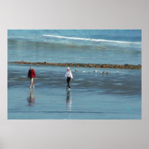 Beach Walk on a Maine Morning Oil Standard Canvas print