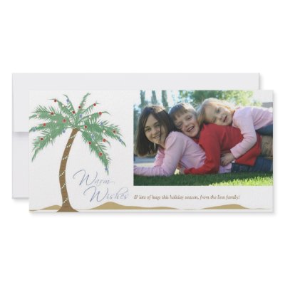 Beach Warm Wishes, Holiday Palm Tree Customized Photo Card by papercakegal