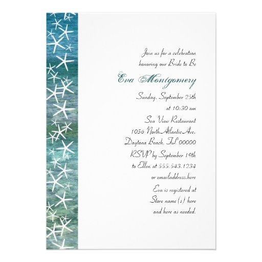 Beach Water Starfish Bridal Shower Invitation