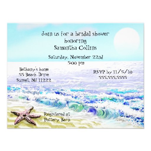 Beach Watercolor Bridal Shower Invitation