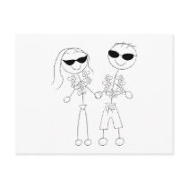 Beach Wedding Couple Postcards