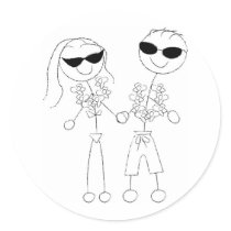 Beach Wedding Couple Sticker