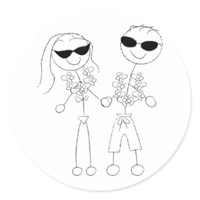 Beach Wedding Couple Sticker