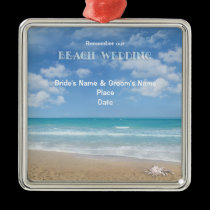 Beach Wedding (customizable) ornaments