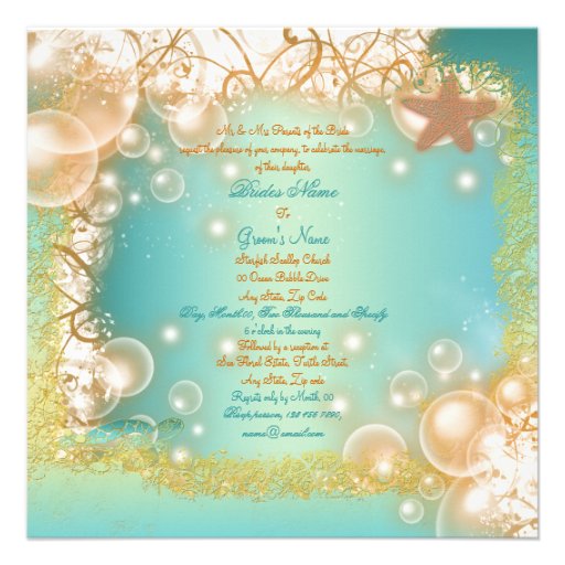 Beach wedding elegant party theme personalized invitation