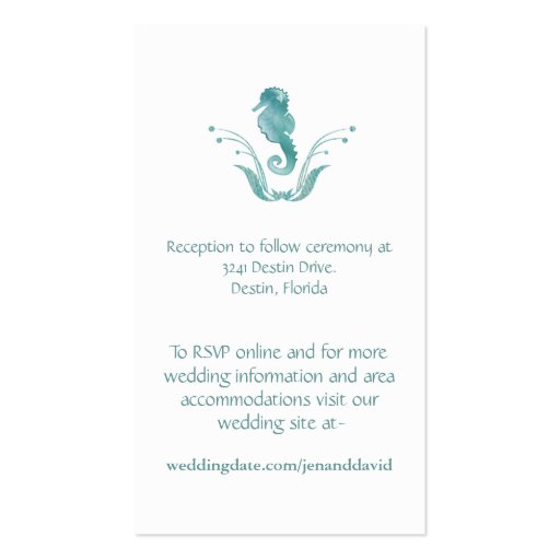 Beach Wedding enclosure cards Business Card Template (front side)
