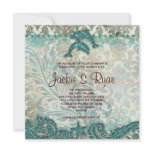Beach Wedding Invitation Dolphins Vintage Teal