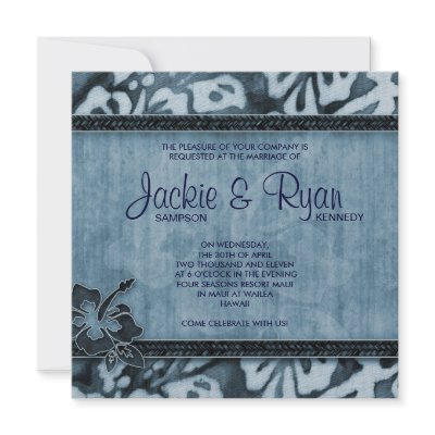 Beach Wedding Invitation Hibiscus Blue Denim by WeddingShop88