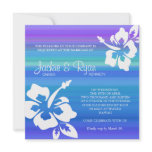 Beach Wedding Invitation Hibiscus Blue Purple