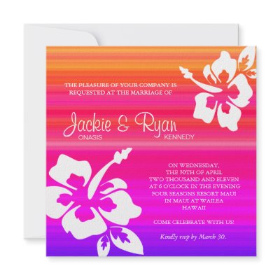 Beach Wedding Invitation Hibiscus Colorful by WeddingShop88