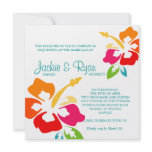 Beach Wedding Invitation Hibiscus Flower Colorful
