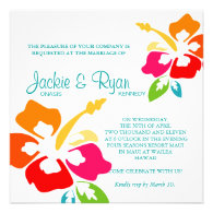 Beach Wedding Invitation Hibiscus Flower Colorful