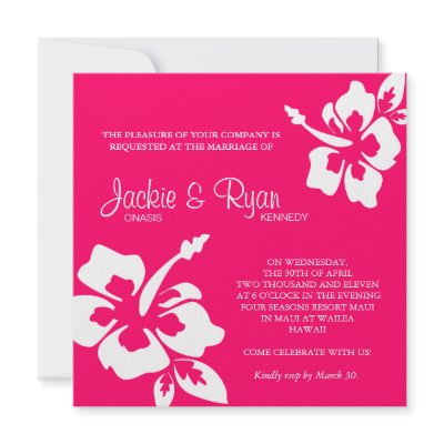 Beach Wedding Invitation Hibiscus Flower Pink (10-pack)