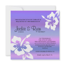 Beach Wedding Invitation Hibiscus Purple Pink