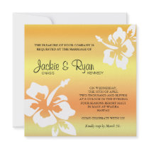 Beach Wedding Invitation Hibiscus Yellow Orange