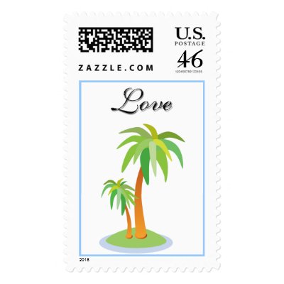 Beach Wedding Invitation Postage Stamps