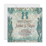 Beach Wedding Invitation Seahorse Vintage Teal