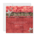 Beach Wedding Invitation Seashell Coral Red