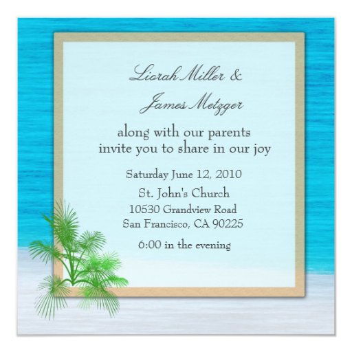 BEACH Wedding Invitation Template | Zazzle