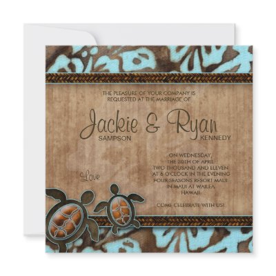 Beach Wedding Invitation Turtle Blue Brown by WeddingShop88
