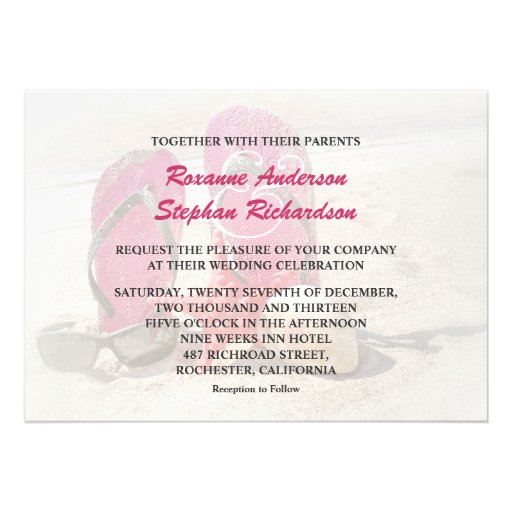 beach wedding invitations with red starfish