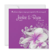 Beach Wedding Invite Plumeria Flower Purple