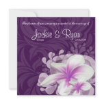 Beach Wedding Invite Plumeria Flower Purple Leaves