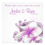 Beach Wedding Invite Plumeria Flower Purple White