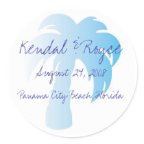 Beach Wedding Labels Round Stickers
