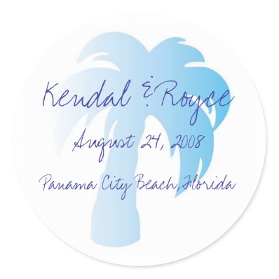 Beach Wedding Labels Round Stickers