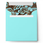 Beach Wedding Luau Hibiscus Envelope Blue Brown