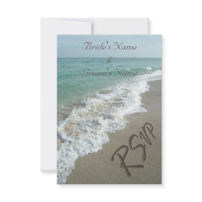 Beach Wedding Matching RSVP, Sand Writing Invite by CustomInvites