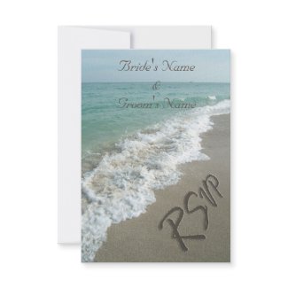 Beach Wedding Matching RSVP, Sand Writing invitation