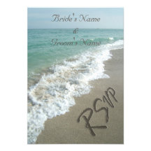 Beach Wedding Matching RSVP, Sand Writing Invite