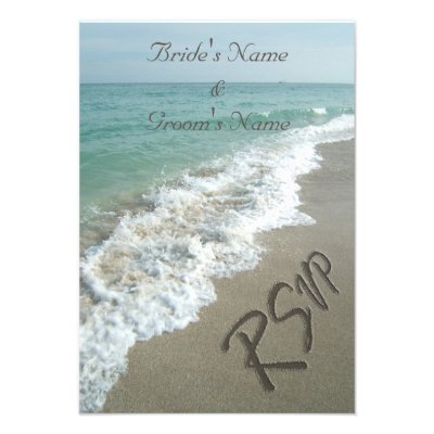 Beach Wedding Matching RSVP, Sand Writing Invite