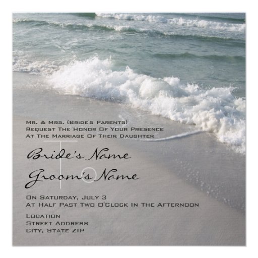 Beach Wedding Ocean Waves & Sand Personalized Invite