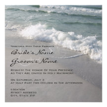 Beach Wedding Ocean Waves & Sand Invites
