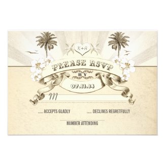 beach wedding palms starfish sun rays wedding RSVP Personalized Invitation