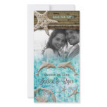 Beach Wedding Photocard Dolphins Blue Shells Photo Cards