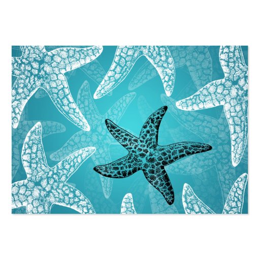 Beach Wedding  Placecards Starfish Blue Business Card Templates (back side)