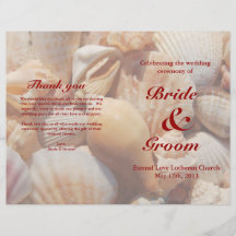 Beach Wedding Program:  Multicolored Seashell 2 Custom Flyer