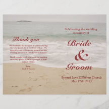 Beach Wedding Program:  Sandy Beach Full Color Flyer