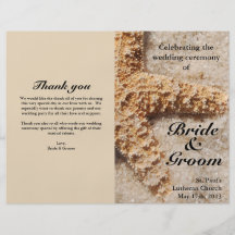 Beach Wedding Programs:  Starfish in Sand Flyer Design