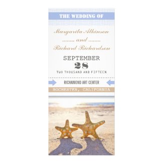 beach wedding programs with starfish couple rack cards