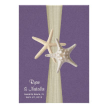 Beach Wedding Purple Starfish Invitation