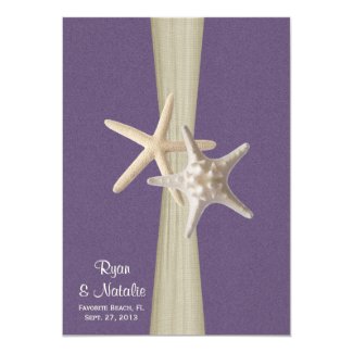 Beach Wedding Purple Starfish Invitation