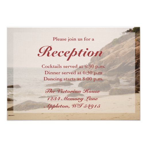 Beach Wedding Reception Cards - Rocky Beach Custom Invitation